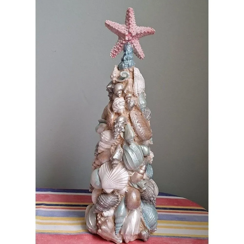 Seashell Art Coastal Lifestyle Tree, Beach house Decor, Starfish topper
